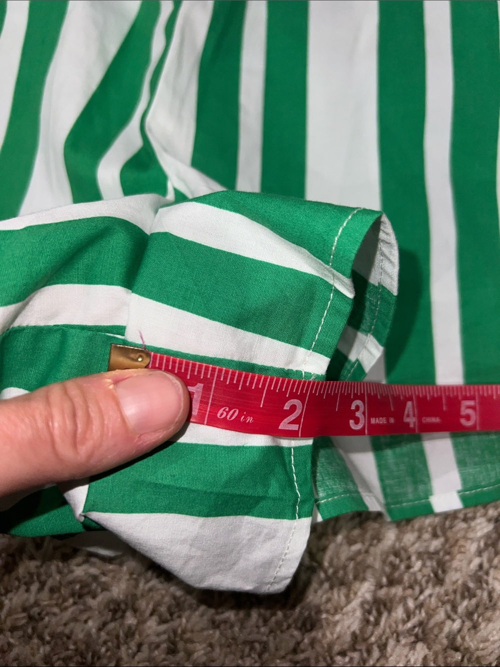 Show Me Your MuMu Green & White Vertical Stripe High-Waist Cotton Pull On Shorts - Picture 15 of 16